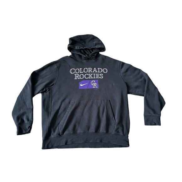 Colorado Rockies Nike Swoosh Check Black Purple Mens XL Hoodie Sweatshirt - Picture 1 of 6